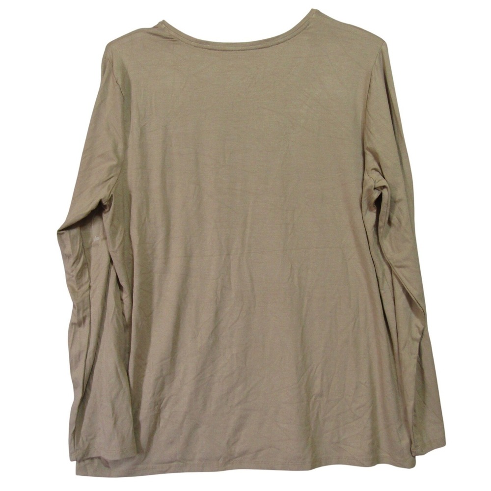Chico's The Ultimate Tee Womens Large Tan Good Long Sleeve Rayon Spandex Stretch - Picture 2 of 6